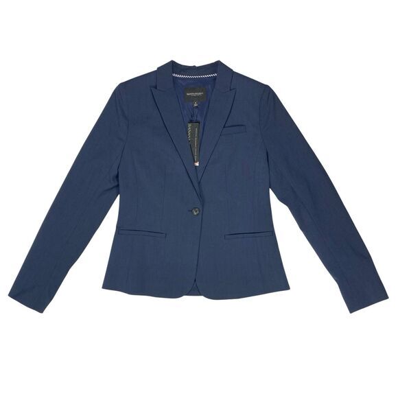 Banana Republic Blazer Womens 4 Blue Wool Office Career Chic Minimalist Coat New - Picture 3 of 16
